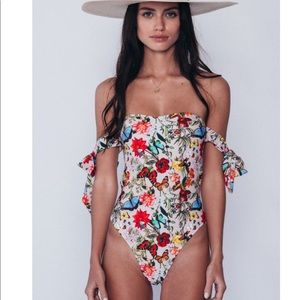 Kai Lani Garden rose print tie it up one piece